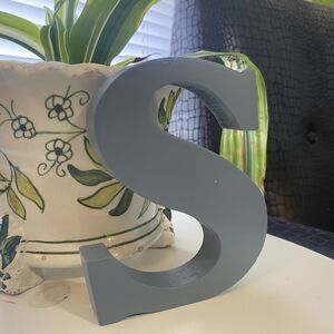 Wooden Letter "S" / Blue / S /  5x4x1 / Decor / Crafts
